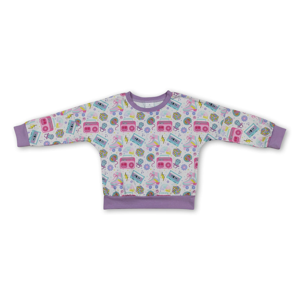 Long sleeves skates music kids girls shirt