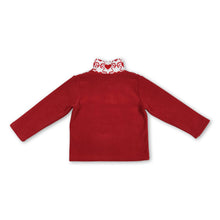 Load image into Gallery viewer, Red heart bow kids girls Valentine's zipper pullover