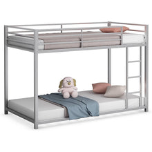 Load image into Gallery viewer, Twin over Twin Low Profile Modern Bunk Bed in Silver Metal Finish
