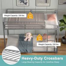 Load image into Gallery viewer, Twin over Twin Low Profile Modern Bunk Bed in Silver Metal Finish