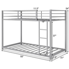 Load image into Gallery viewer, Twin over Twin Low Profile Modern Bunk Bed in Silver Metal Finish