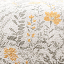 Load image into Gallery viewer, King size Yellow Grey Floral Light Thin Cotton Polyester Blend Quilt Set