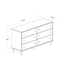Load image into Gallery viewer, Farmhouse Rustic Walnut Mid Century 6 Drawer Dresser
