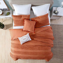 Load image into Gallery viewer, King size 5-Piece 100-Percent Cotton Clip Dot Comforter Set in Brick Orange