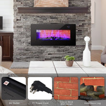 Load image into Gallery viewer, 36 in Electric Wall Mounted/Freestanding Fireplace w/ Remote Control