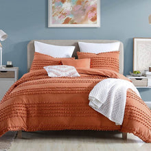 Load image into Gallery viewer, Full/Queen 5-Piece 100-Percent Cotton Clip Dot Comforter Set in Brick Orange