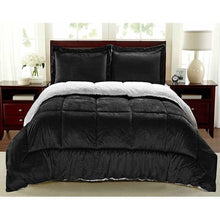 Load image into Gallery viewer, Twin Size 2 Piece Ultra Soft Sherpa Wrinkle Resistant Comforter Set in Black
