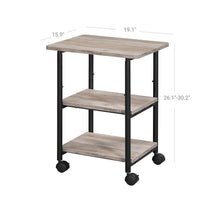 Load image into Gallery viewer, Modern Industrial Black Metal Grey Wood Printer Stand Shelf Cart