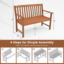 Load image into Gallery viewer, Solid Wood 4-Ft. Outdoor Patio Garden Bench - 800 lbs. Weight Capacity