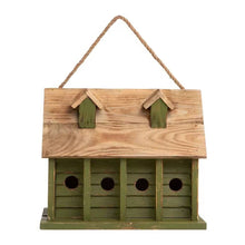 Load image into Gallery viewer, Green Wood Garden Bird House with 1 Compartment and 4 Holes