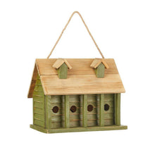 Load image into Gallery viewer, Green Wood Garden Bird House with 1 Compartment and 4 Holes