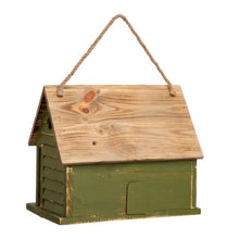 Load image into Gallery viewer, Green Wood Garden Bird House with 1 Compartment and 4 Holes