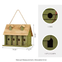 Load image into Gallery viewer, Green Wood Garden Bird House with 1 Compartment and 4 Holes
