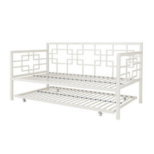 Load image into Gallery viewer, Contemporary White Metal Daybed Frame with Twin Pull-Out Trundle Bed