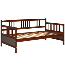 Load image into Gallery viewer, Twin size 2-in-1 Wood Daybed Frame Sofa Bed in Brown Cherry Finish