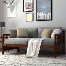 Load image into Gallery viewer, Twin size 2-in-1 Wood Daybed Frame Sofa Bed in Brown Cherry Finish