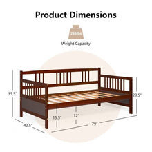 Load image into Gallery viewer, Twin size 2-in-1 Wood Daybed Frame Sofa Bed in Brown Cherry Finish