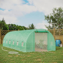 Load image into Gallery viewer, 26.2 ft x 9.7 ft Outdoor Walk-in Greenhouse with Green PE Cover and Steel Frame