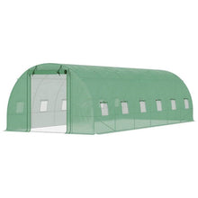 Load image into Gallery viewer, 26.2 ft x 9.7 ft Outdoor Walk-in Greenhouse with Green PE Cover and Steel Frame