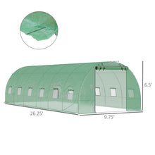 Load image into Gallery viewer, 26.2 ft x 9.7 ft Outdoor Walk-in Greenhouse with Green PE Cover and Steel Frame