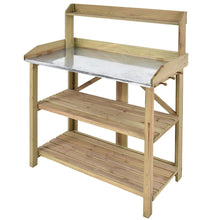 Load image into Gallery viewer, Outdoor Garden Workstation Potting Bench with Metal Top