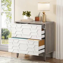 Load image into Gallery viewer, Modern Grey/White Wood 2 Drawer Filing Cabinet Printer Stand