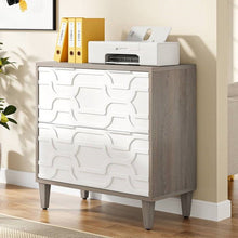 Load image into Gallery viewer, Modern Grey/White Wood 2 Drawer Filing Cabinet Printer Stand