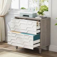 Load image into Gallery viewer, Modern Grey/White Wood 2 Drawer Filing Cabinet Printer Stand