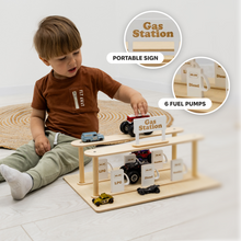 Load image into Gallery viewer, Wooden Gas Station Toy