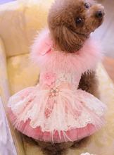 Load image into Gallery viewer, Unique Pet Feather Tutu Dog Lace Dress Princess Dress Pink Swan for Wedding Party Birthday Festival One Piece