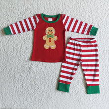 Load image into Gallery viewer, Gingerbread applique cotton Christmas boy pajamas