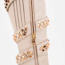 Load image into Gallery viewer, The Gladiator Cream Leather Knee High Women Boot