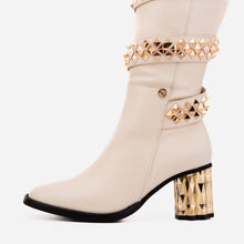Load image into Gallery viewer, The Gladiator Cream Leather Knee High Women Boot