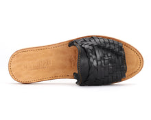 Load image into Gallery viewer, Huarache Peep-Toe Slides Black