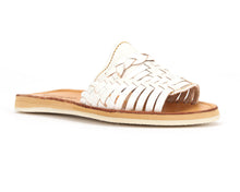Load image into Gallery viewer, Huarache Peep-Toe Slides White