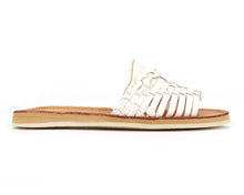Load image into Gallery viewer, Huarache Peep-Toe Slides White