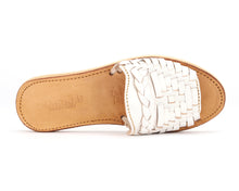 Load image into Gallery viewer, Huarache Peep-Toe Slides White