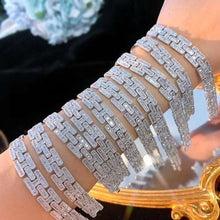 Load image into Gallery viewer, Charm Gold Iced out Diamond 18K Gold Chain Bracelet Women's
