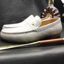 Load image into Gallery viewer, White Crocodile Leather Loafers Handmade Dress Shoes Men's