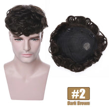 Load image into Gallery viewer, S-noilite 16x19cm 35g Men Toupee Human Hair Replacement System Hair Toppers Hairpiece 4Inch Hair Wig Men Clip In Hair Extensions