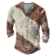 Load image into Gallery viewer, Skull Henley Print Long Sleeve Tshirts Men's