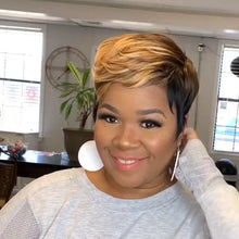Load image into Gallery viewer, WIGERA  Highlight Synthetic Wigs Short Straight  Pixie Cut Hair Bob Wig Honey Gold Mix Black  Hair For Woman