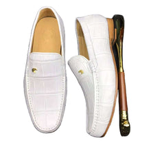 Load image into Gallery viewer, White Crocodile Leather Loafers Handmade Dress Shoes Men's