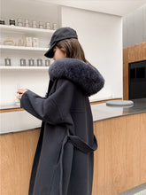 Load image into Gallery viewer, Cashmere Coat Fox fur Collar Women's