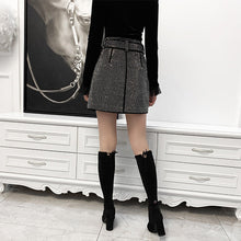 Load image into Gallery viewer, Black Sheepskin Skirt With Rhinestones Women's