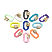 Load image into Gallery viewer, New Colorful Enamel Buckle clasp, Enamel Oval Shape Screw Clasp, White/Pink/Turquoise/Yellow/Lime Clasp Lock, Screw Clasp,13x19mm,Sku#H323