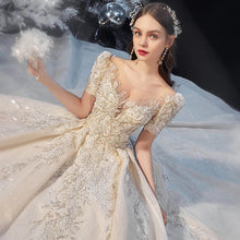 Load image into Gallery viewer, Luxury Ivory Wedding Dress with Scoop Neck EDL764