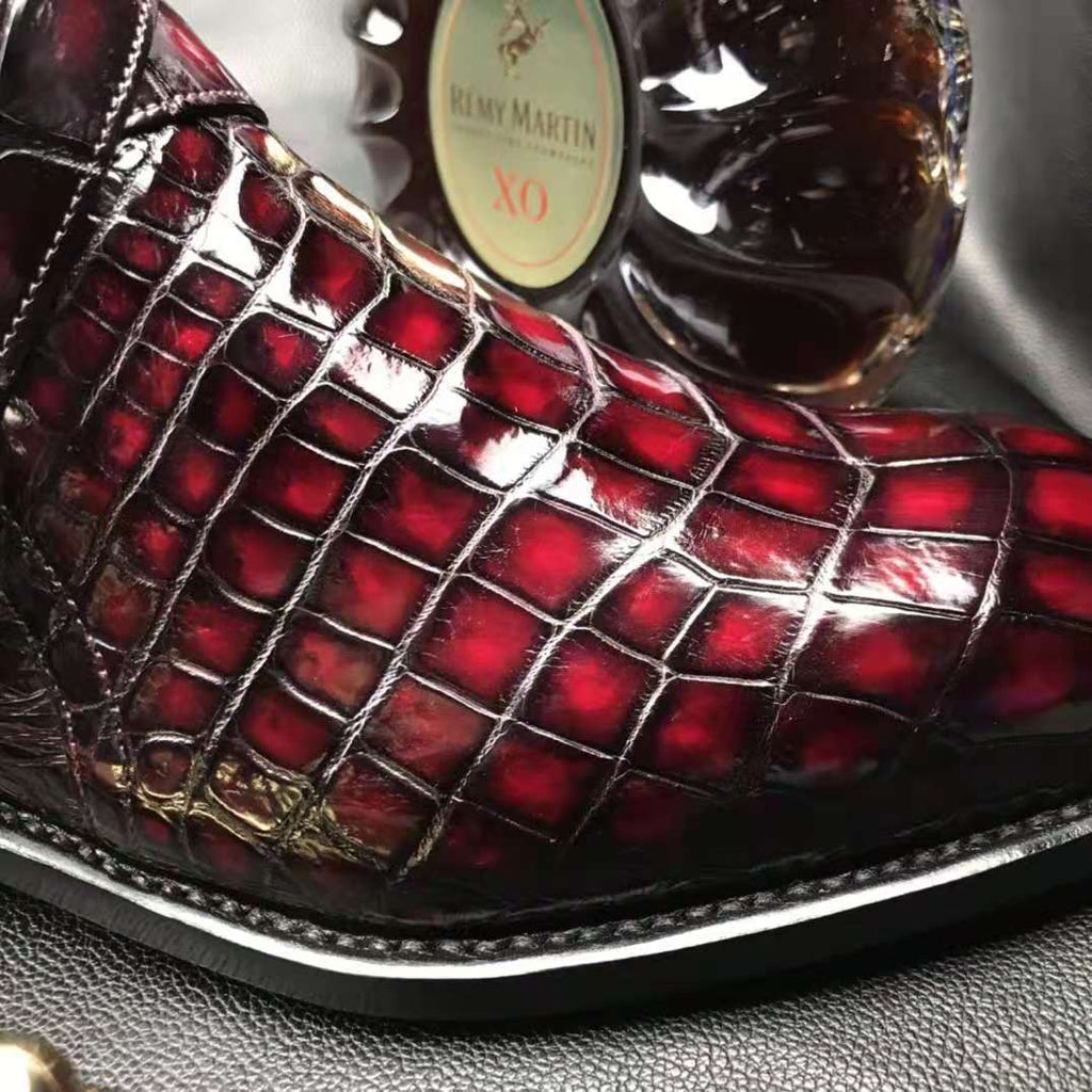 Crocodile Ankle Boots Handmade Dress Shoes Men's