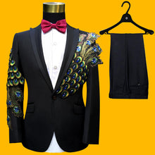 Load image into Gallery viewer, Blue Embroidered Slim Fit Blazer 4 Pcs Suit Men's