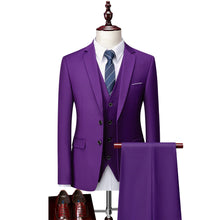 Load image into Gallery viewer, 3 Piece Suit Jacket Pants &amp; Vest Business Formal Men's